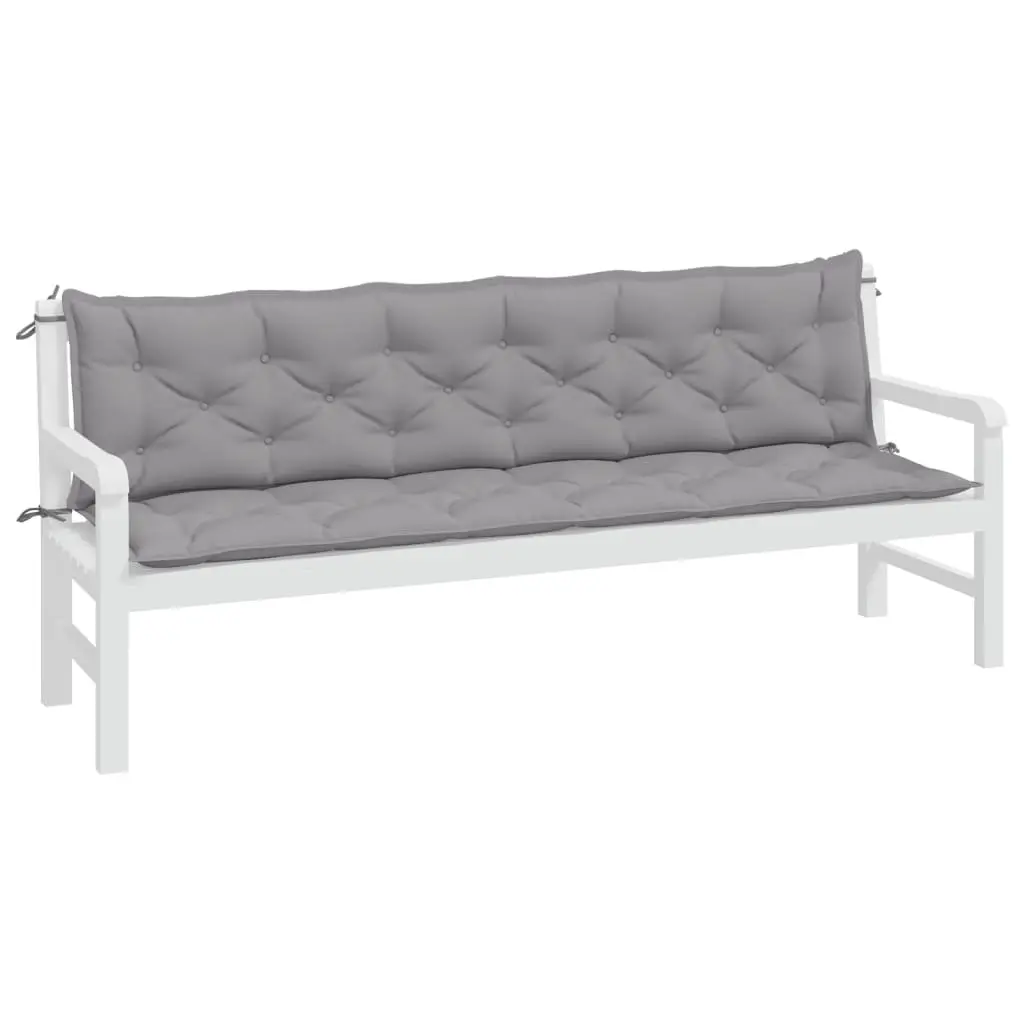 Garden Bench Cushions Outdoor Seat Pads 200x50x7cm Grey 2 Piece