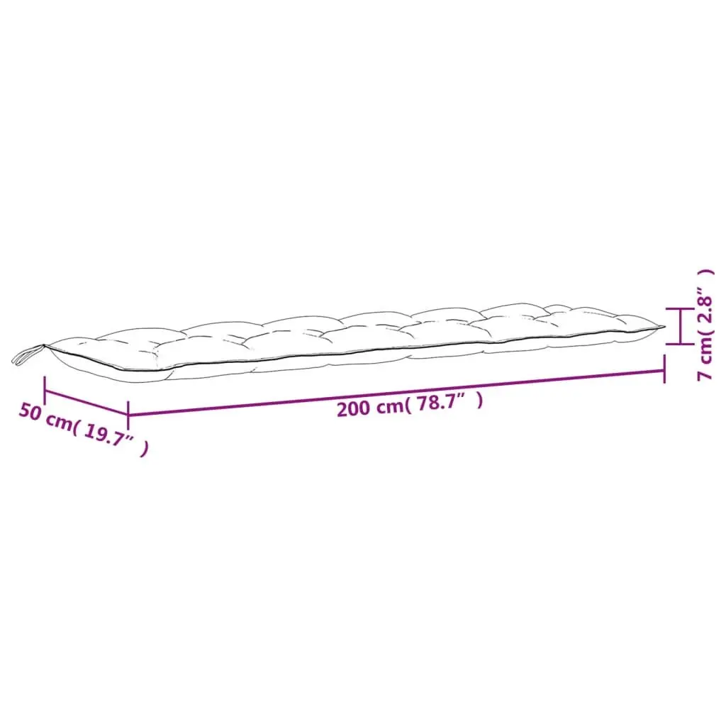 Garden Bench Cushions Outdoor Seat Pads 200x50x7cm Grey 2 Piece