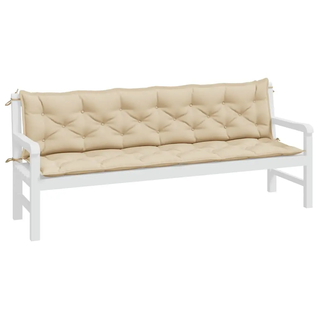 Garden Bench Cushions Outdoor Patio Seat Pad 200 x 50 x 7 cm Beige Water-Resistant 2 Piece