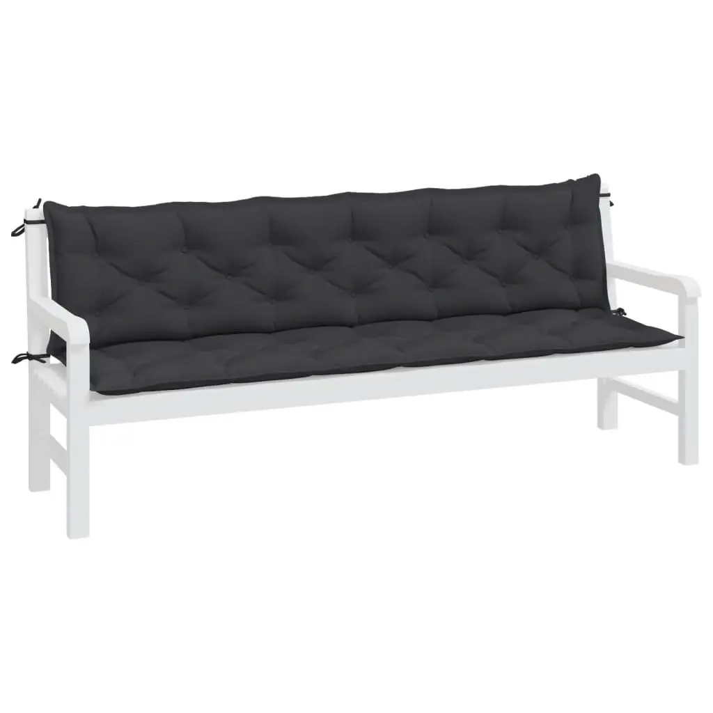 Garden Bench Cushions Outdoor Seating Pad 200x50x7cm Black 2 Piece Water-Resistant