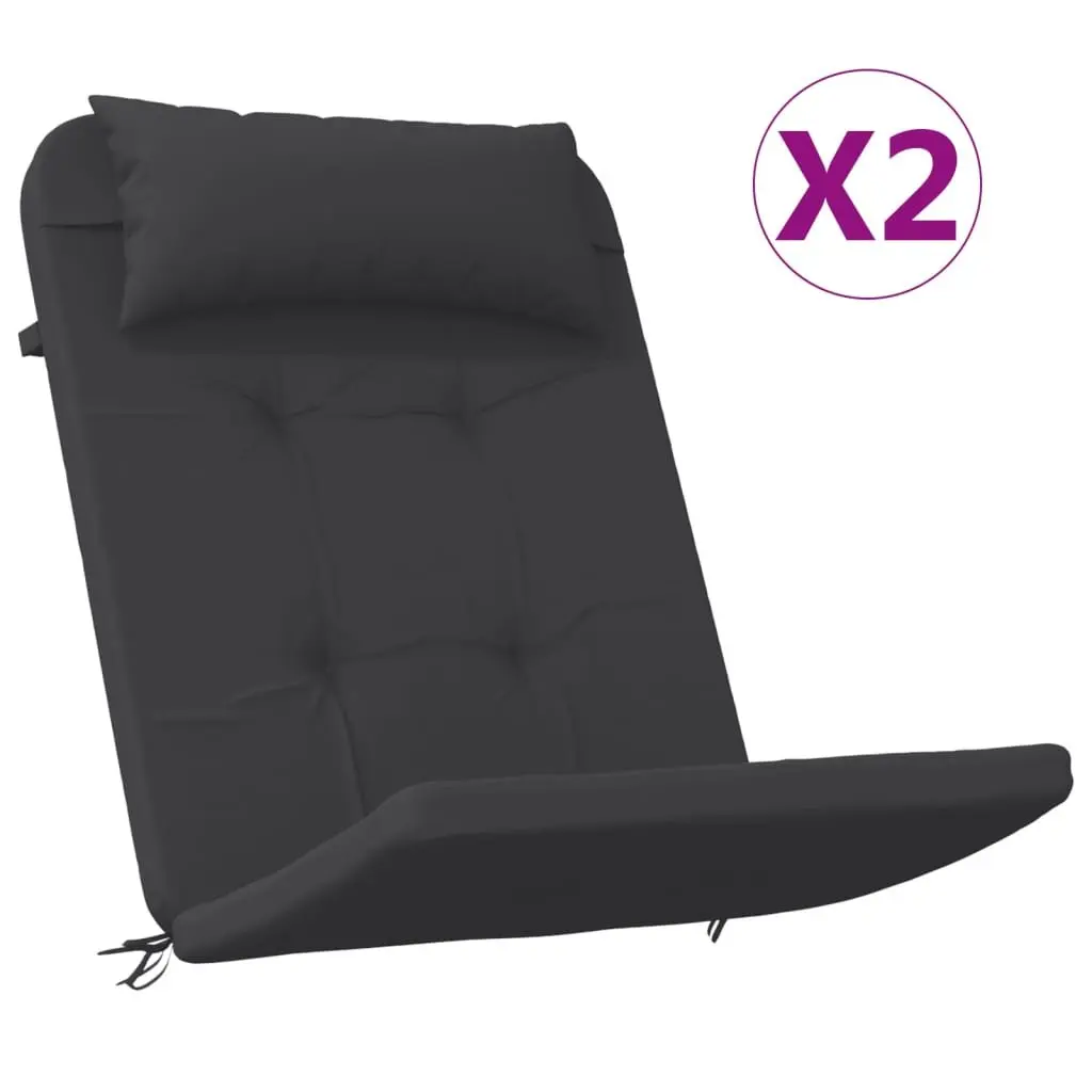 Adirondack Chair Cushions Outdoor Use 2 Pieces Black Oxford Fabric