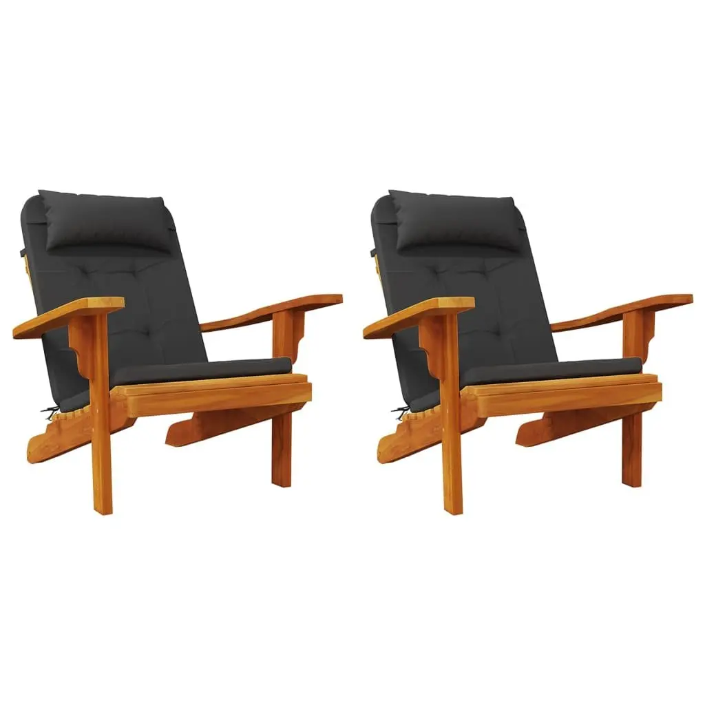 Adirondack Chair Cushions Outdoor Use 2 Pieces Black Oxford Fabric
