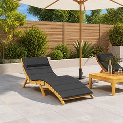 Sun Lounger Cushion Black Outdoor Garden Patio Chair Seat Pad 180x60x4cm