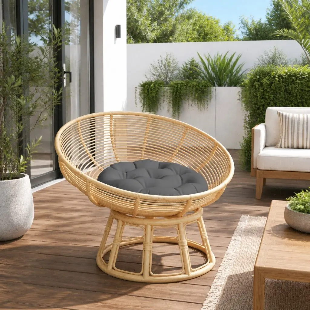 Round Cushion Outdoor Seating 60cm Anthracite Oxford Fabric