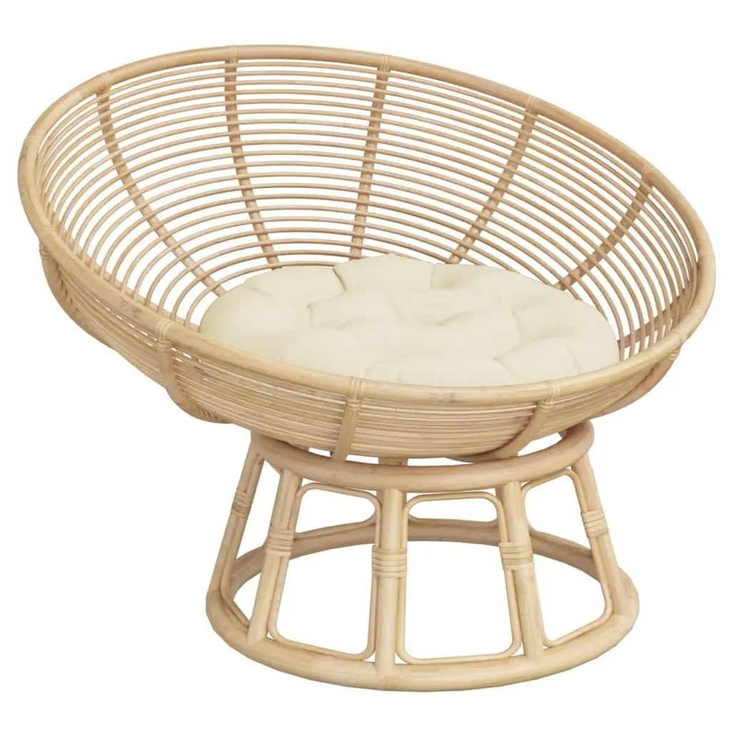 Round Cushion Outdoor Garden Chair Seat Pad 60cm Diameter Cream Oxford Fabric
