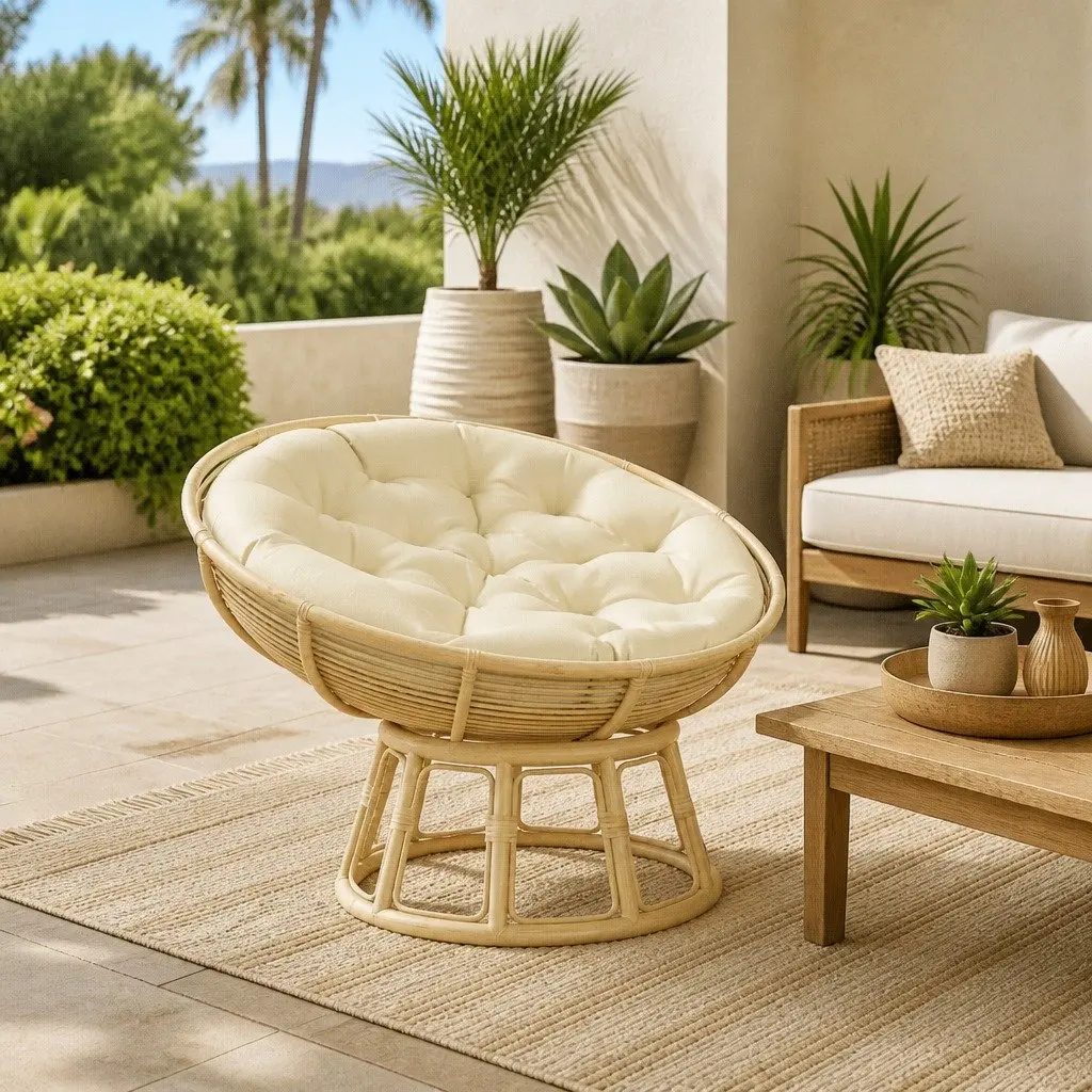 Round Cushion Outdoor Garden Patio Chair Seat Pad 100cm Cream Oxford Fabric