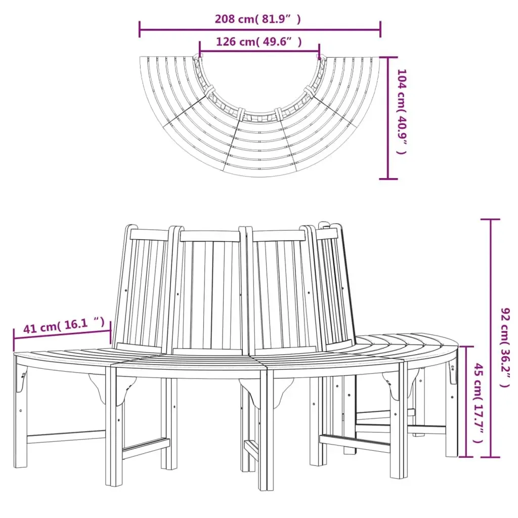 Half Round Tree Bench