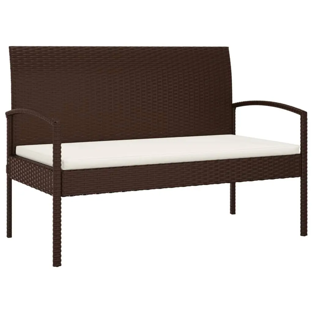 Garden Bench Outdoor Seating 105cm Brown Poly Rattan