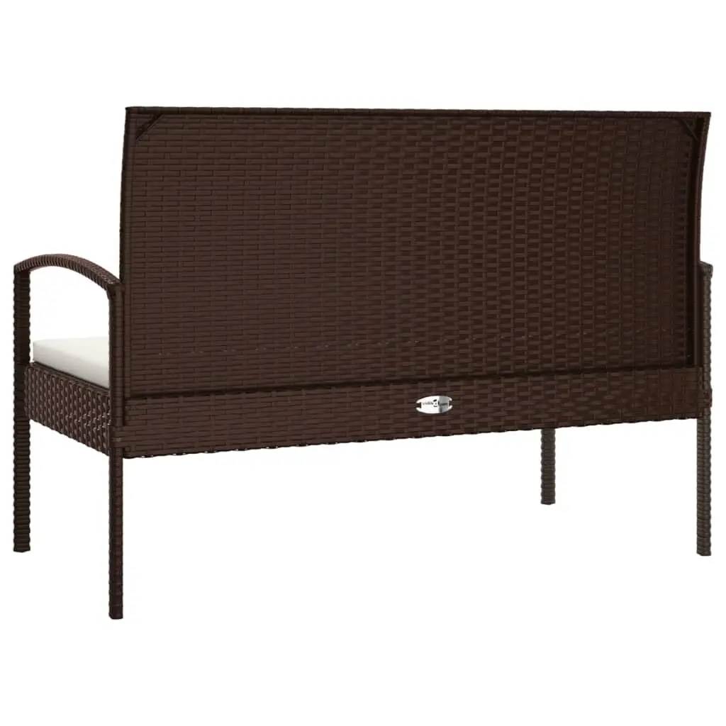 Garden Bench Outdoor Seating 105cm Brown Poly Rattan