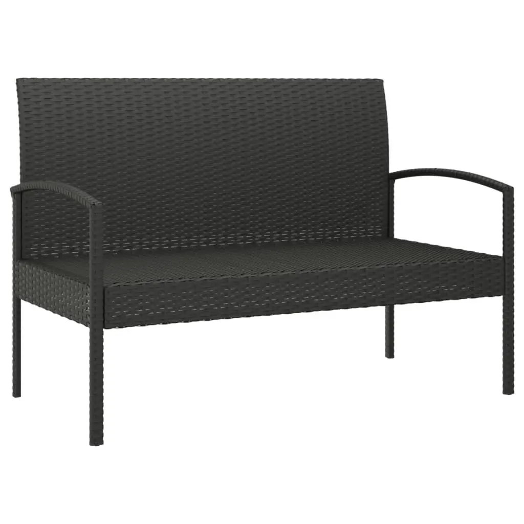 Garden Bench Black 105cm Outdoor Seating with Cushion Poly Rattan