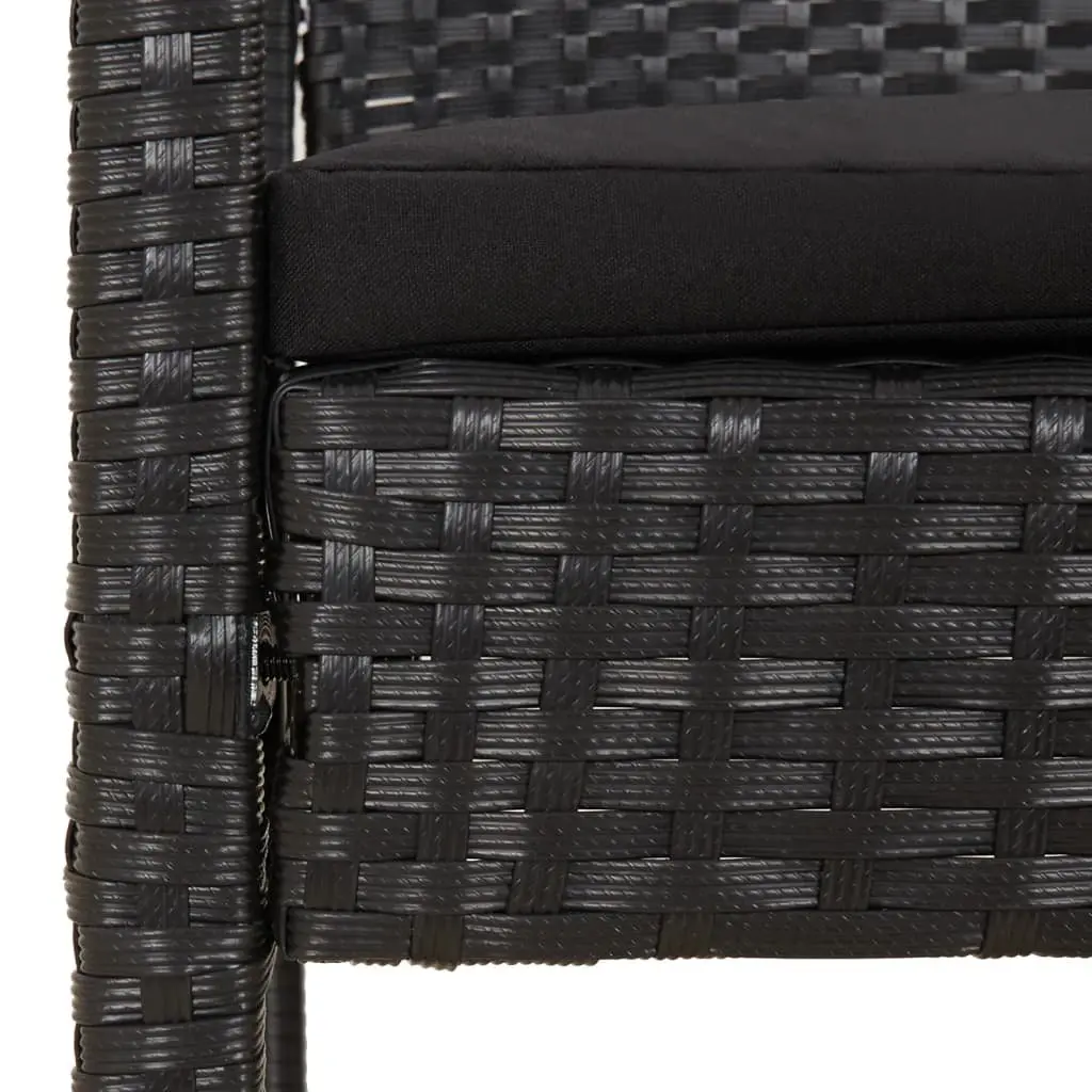 Garden Bench Black 105cm Outdoor Seating with Cushion Poly Rattan
