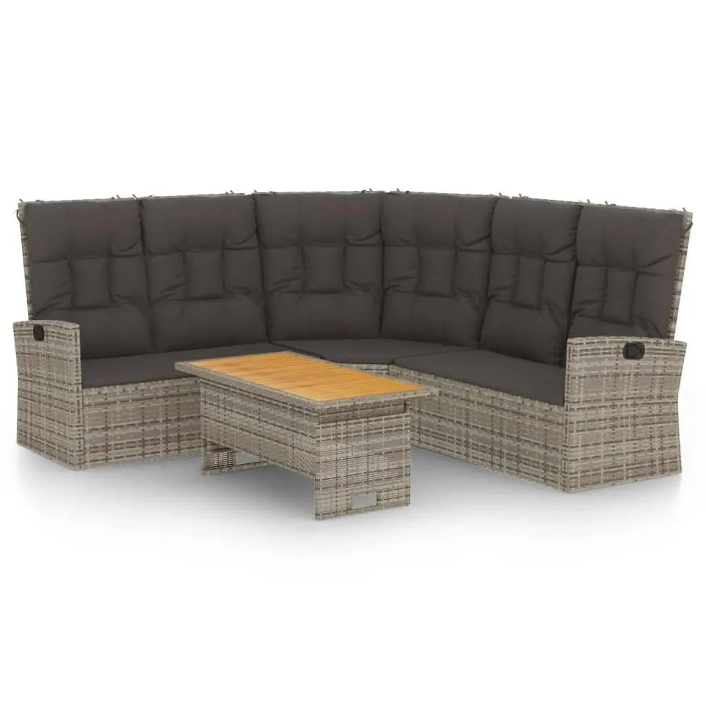 2 Piece Garden Lounge Set Outdoor Relaxation Grey PE Rattan with Cushions