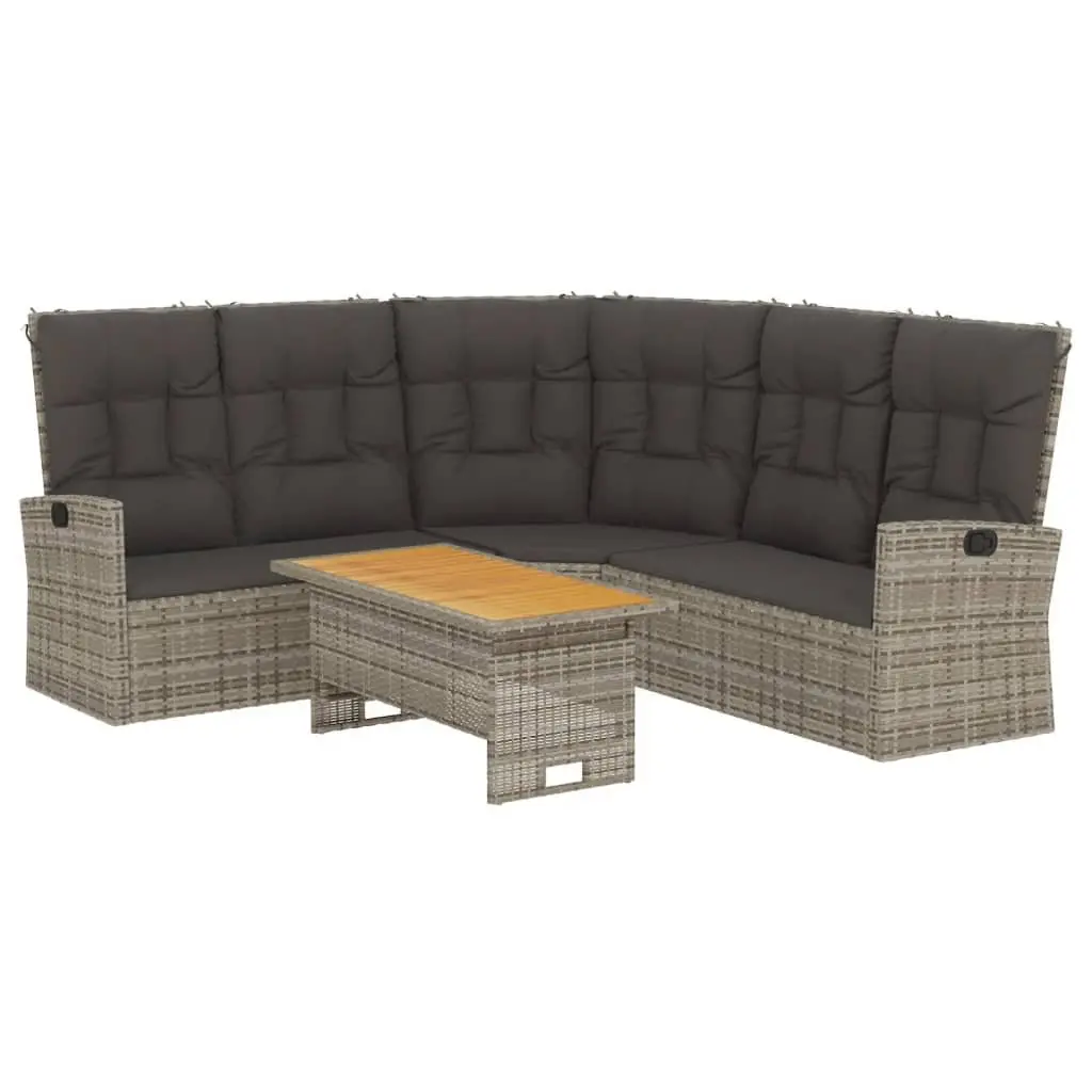 2 Piece Garden Lounge Set Outdoor Relaxation Grey PE Rattan with Cushions