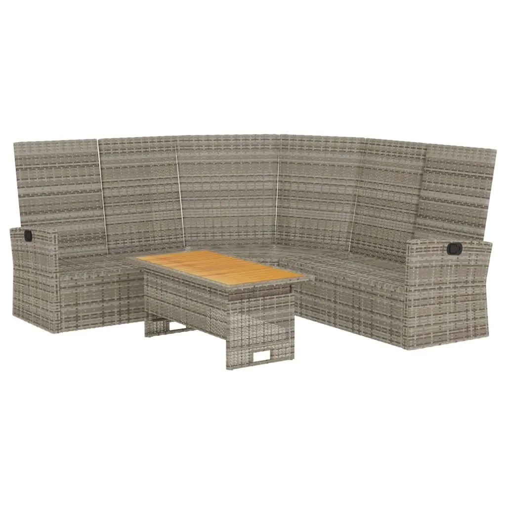 2 Piece Garden Lounge Set Outdoor Relaxation Grey PE Rattan with Cushions