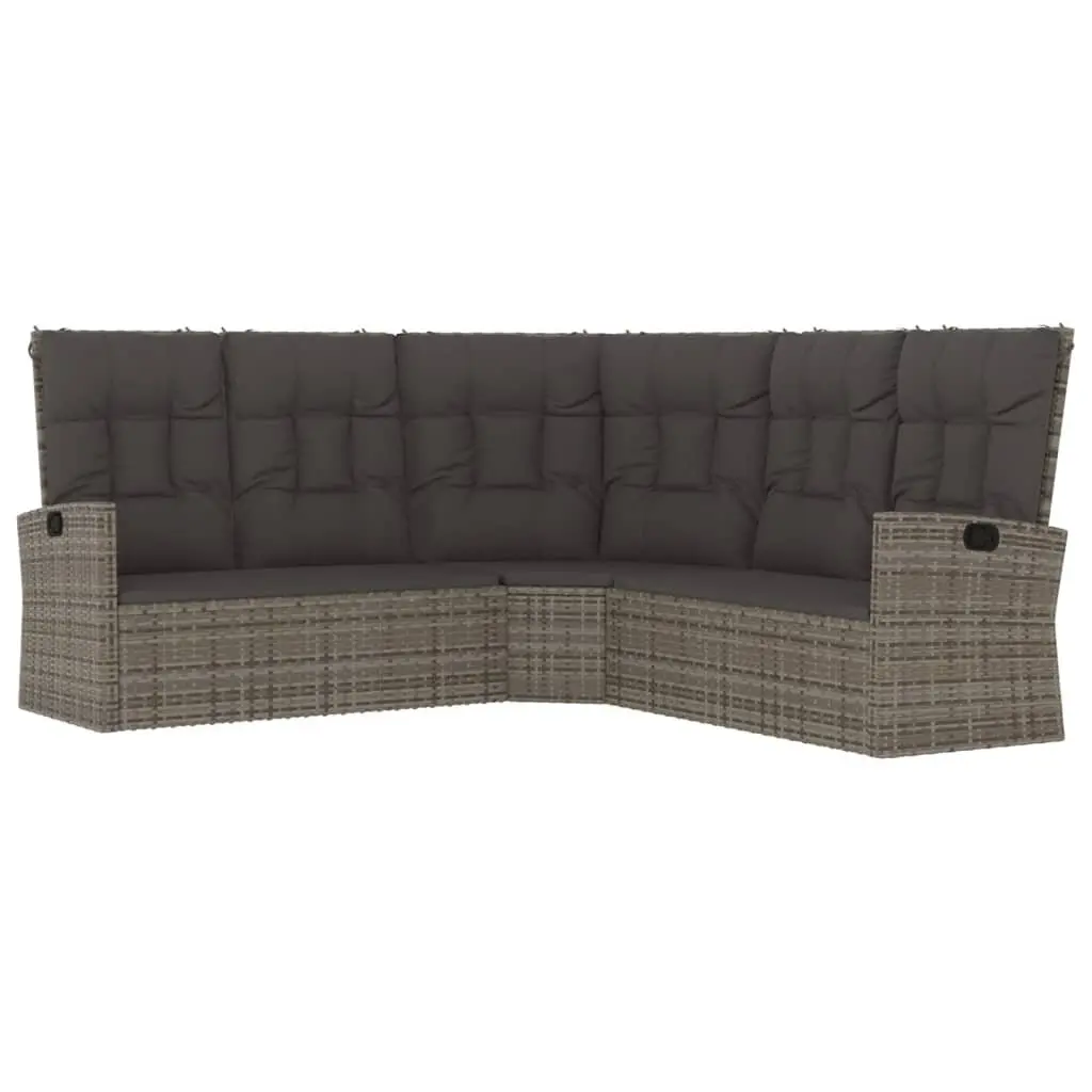 2 Piece Garden Lounge Set Outdoor Relaxation Grey PE Rattan with Cushions