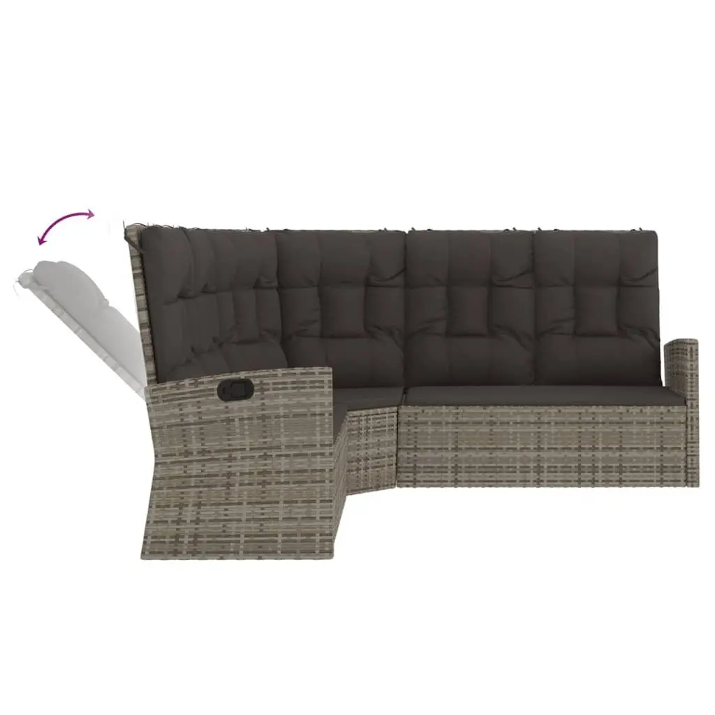 2 Piece Garden Lounge Set Outdoor Relaxation Grey PE Rattan with Cushions