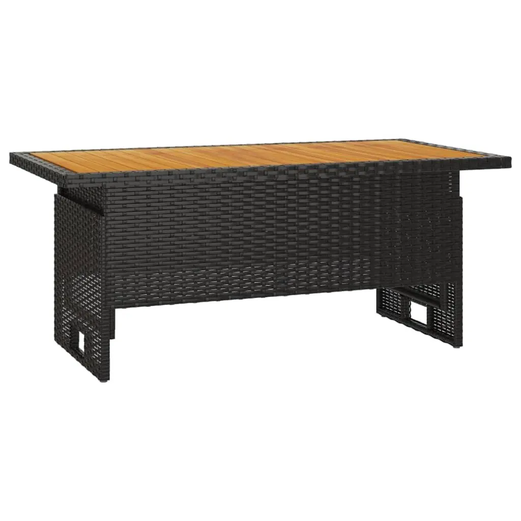 Garden Lounge Set Outdoor Furniture Adjustable Backrest Lift Up Tabletop 3 Piece Black Poly Rattan