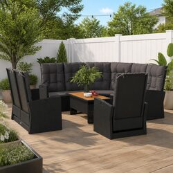 Practical 4 Piece Black Garden Lounge Set for Value