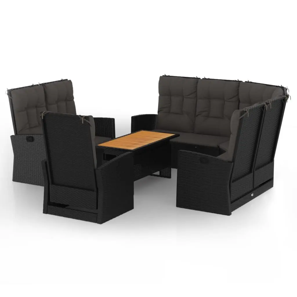 4 Piece Garden Lounge Set with Cushions Black Outdoor Patio Furniture