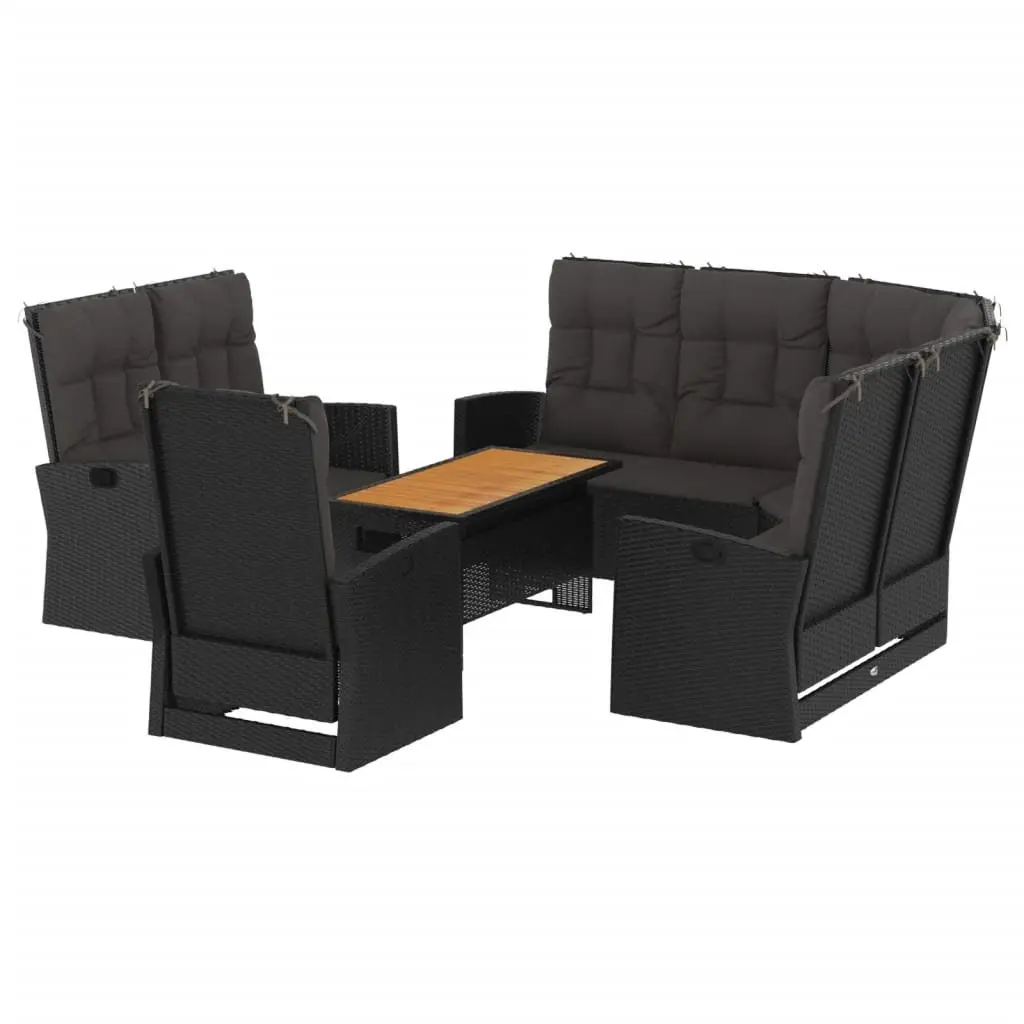 4 Piece Garden Lounge Set with Cushions Black Outdoor Patio Furniture