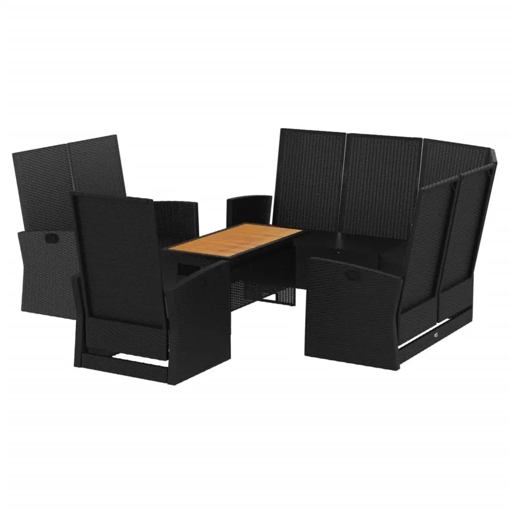 4 Piece Garden Lounge Set with Cushions Black Outdoor Patio Furniture