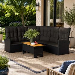 Reliable Black Reclining Corner Sofa for Your Garden