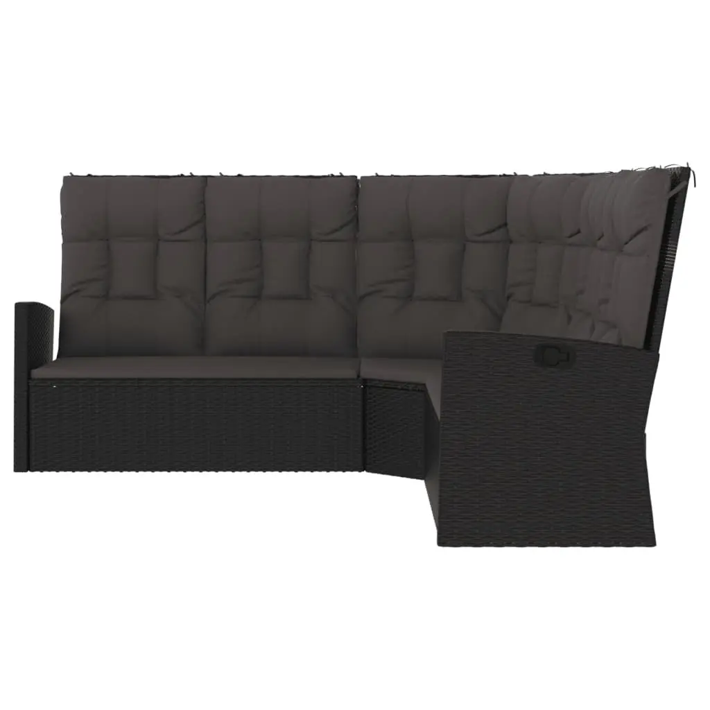 Reclining Corner Sofa Outdoor Garden Seating Black Poly Rattan