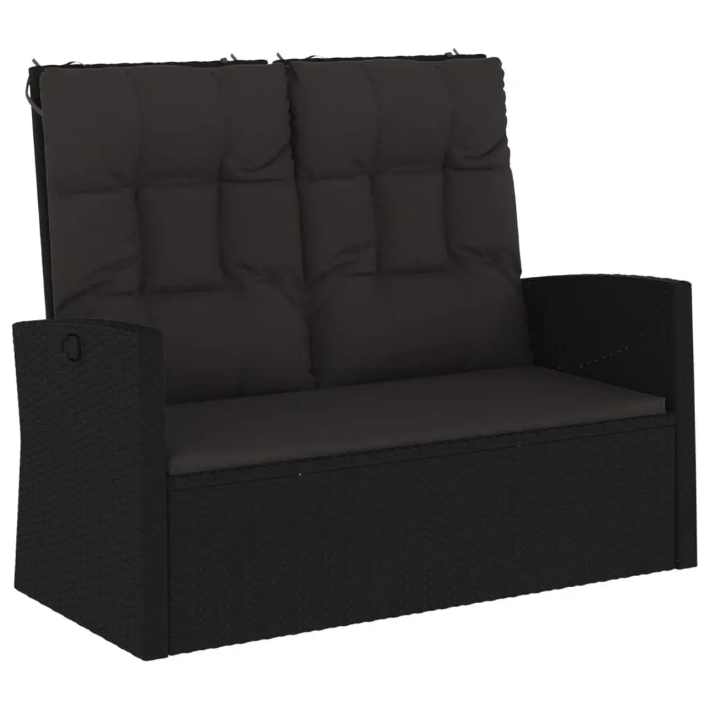 Reclining Garden Bench Outdoor Seating Adjustable Backrest 118cm Black