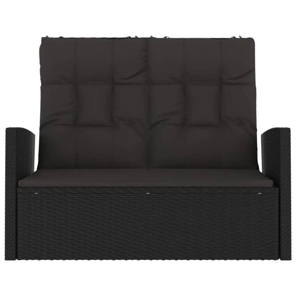 Reclining Garden Bench Outdoor Seating Adjustable Backrest 118cm Black