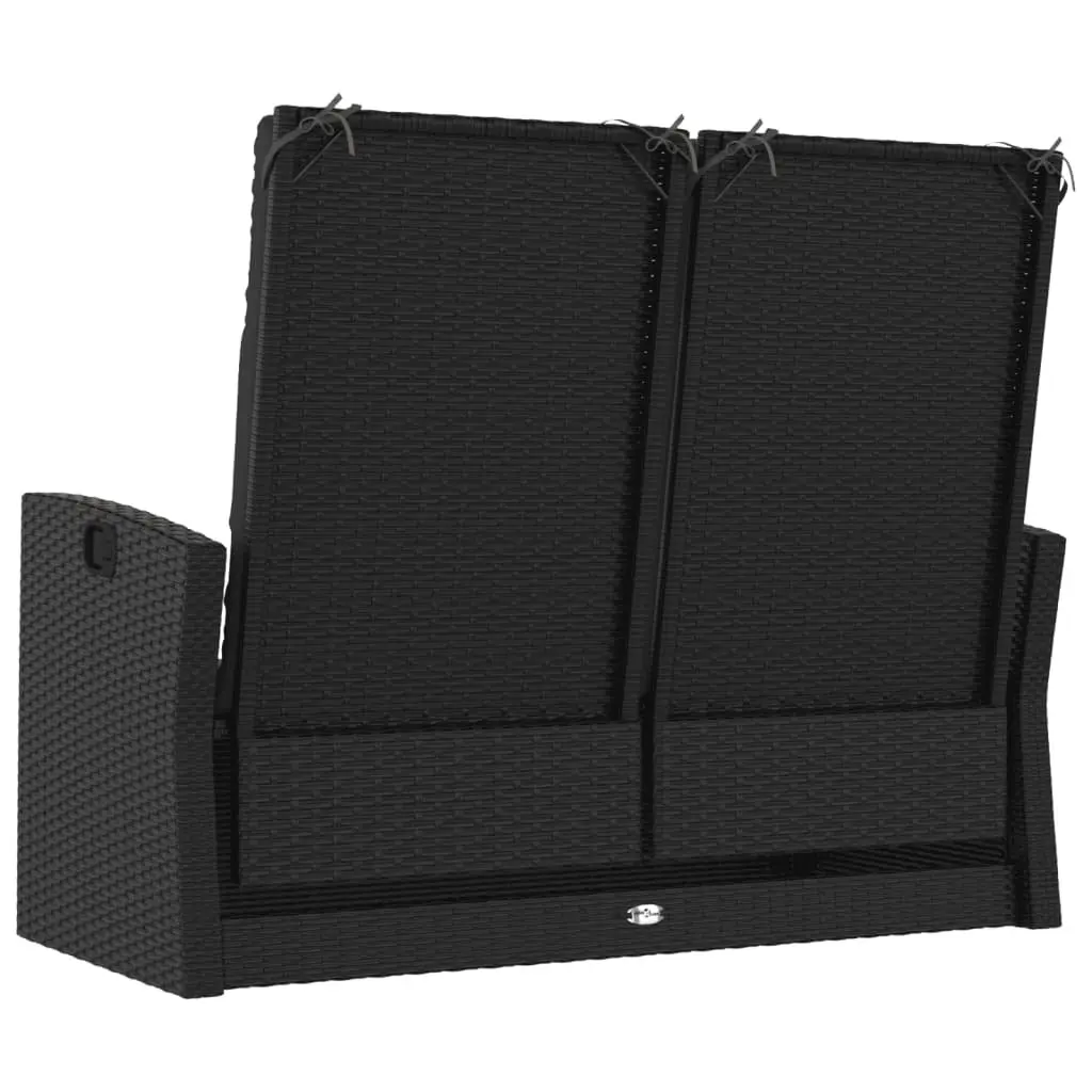Reclining Garden Bench Outdoor Seating Adjustable Backrest 118cm Black