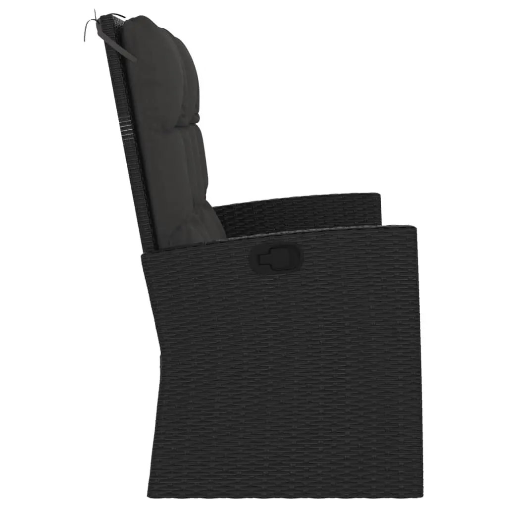 Reclining Garden Bench Outdoor Seating Adjustable Backrest 118cm Black