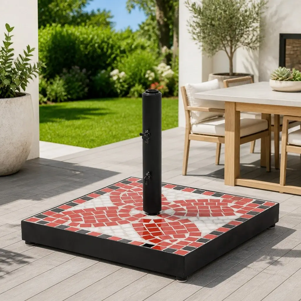 Parasol Base Square Outdoor Umbrella Stand Patio Garden Weighted Terracotta