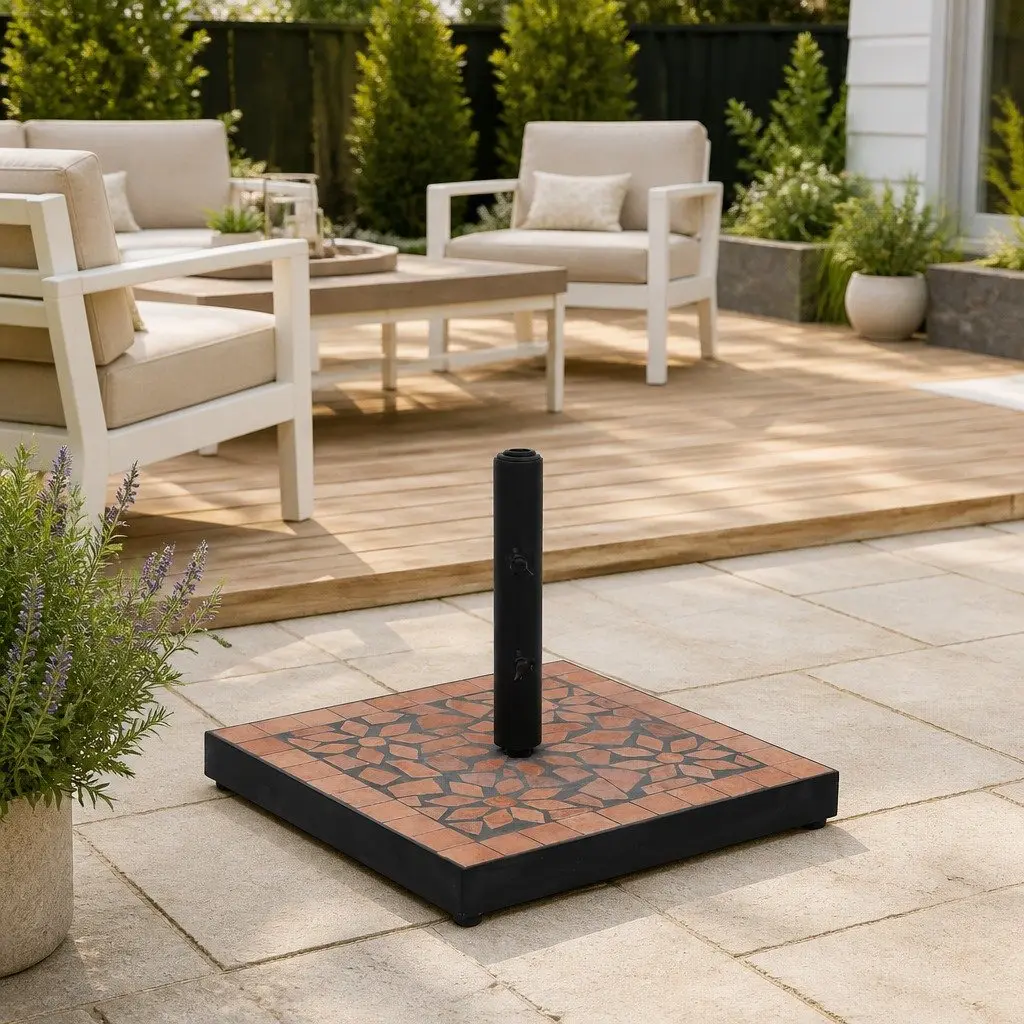 Parasol Base Square Brown Outdoor Umbrella Stand