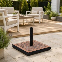 Reliable Brown Terracotta Parasol Base for Outdoor Use