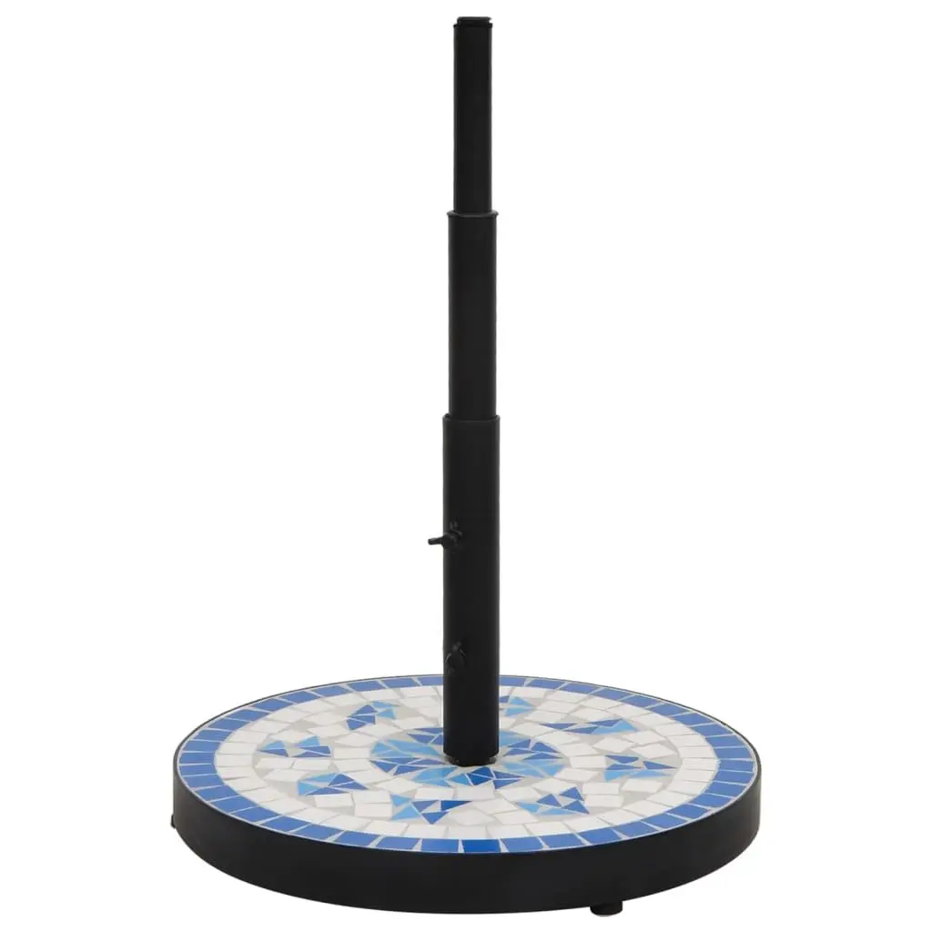 Parasol Base Round Outdoor Umbrella Stand Weight Ceramic Tile Blue White