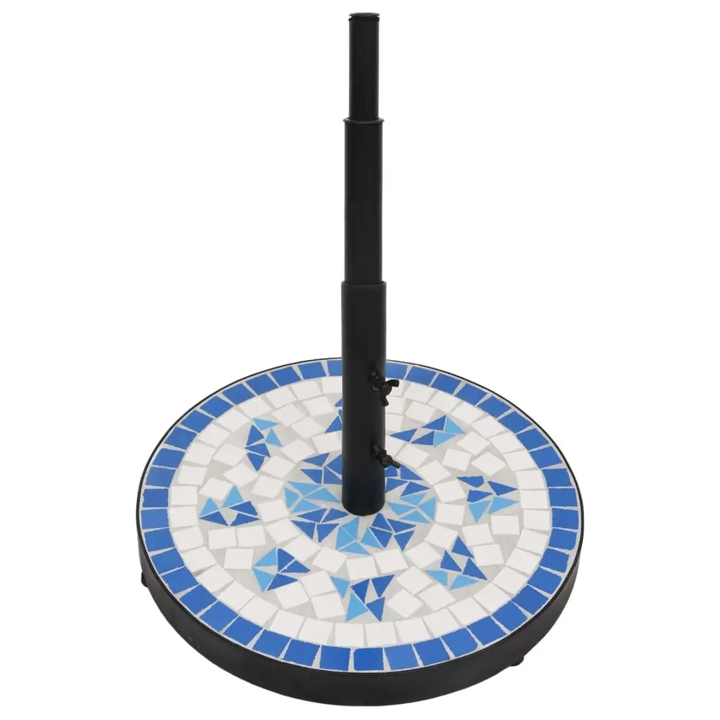 Parasol Base Round Outdoor Umbrella Stand Weight Ceramic Tile Blue White