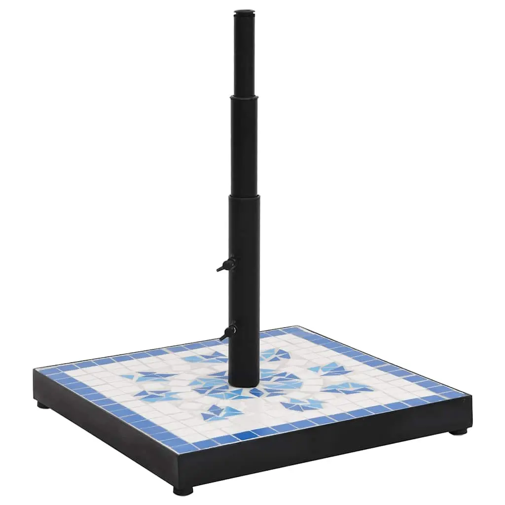 Parasol Base Outdoor Umbrella Stand Square Blue White 12kg