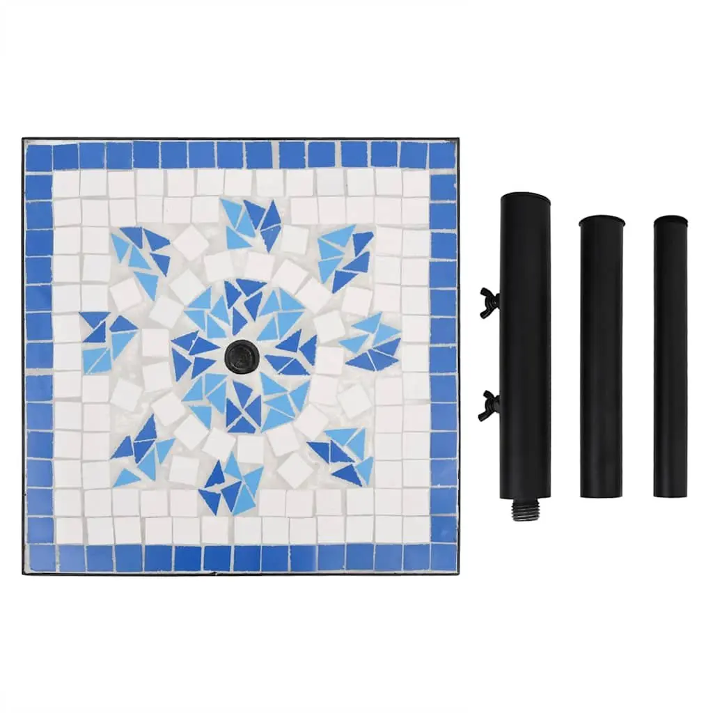 Parasol Base Outdoor Umbrella Stand Square Blue White 12kg