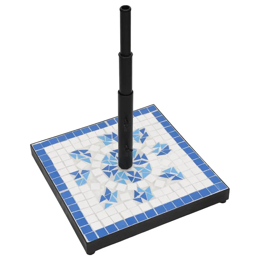 Parasol Base Outdoor Umbrella Stand Square Blue White 12kg