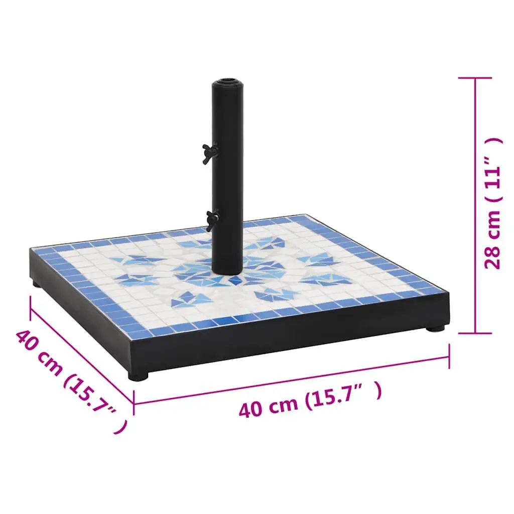 Parasol Base Outdoor Umbrella Stand Square Blue White 12kg