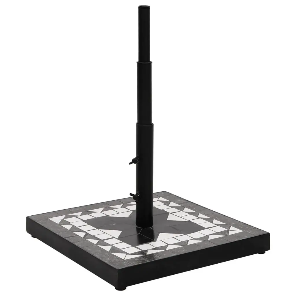 Square Parasol Base Umbrella Stand 12kg Black Iron Ceramic Tile Garden Patio
