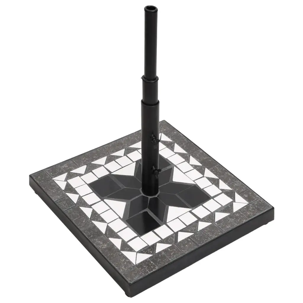 Square Parasol Base Umbrella Stand 12kg Black Iron Ceramic Tile Garden Patio