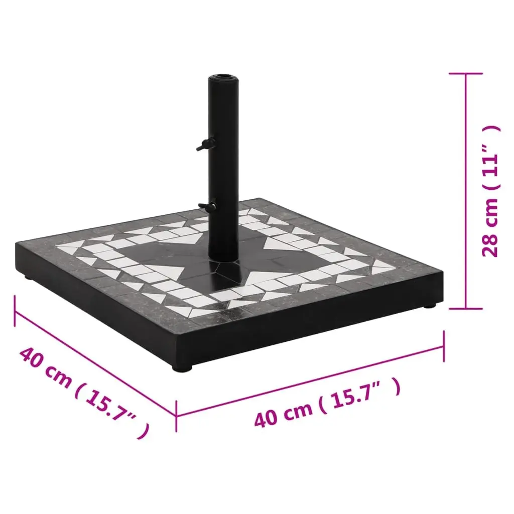 Square Parasol Base Umbrella Stand 12kg Black Iron Ceramic Tile Garden Patio
