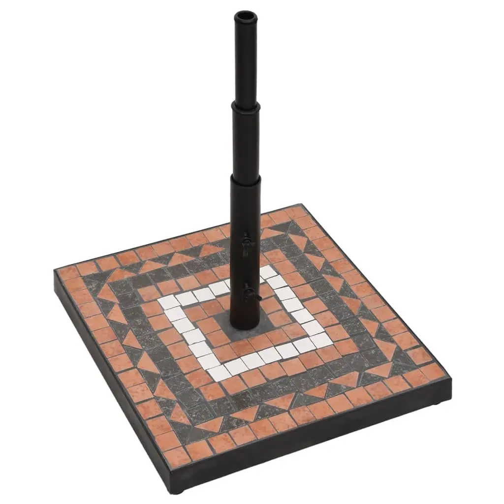 Parasol Base Square Umbrella Stand Outdoor 12kg Terracotta White Ceramic Tile Iron