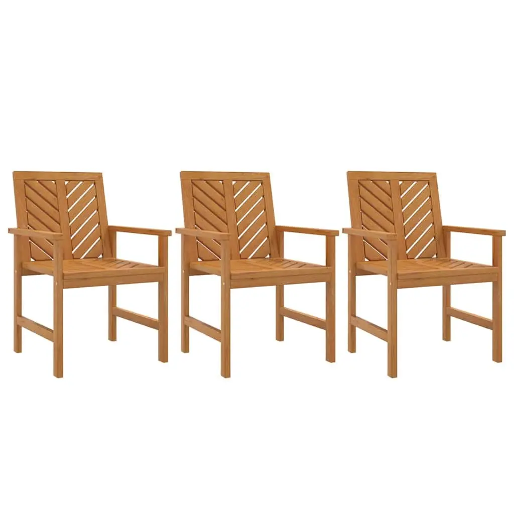 Outdoor Dining Chairs 3 Piece Garden Seating Solid Wood Acacia Brown Armrest