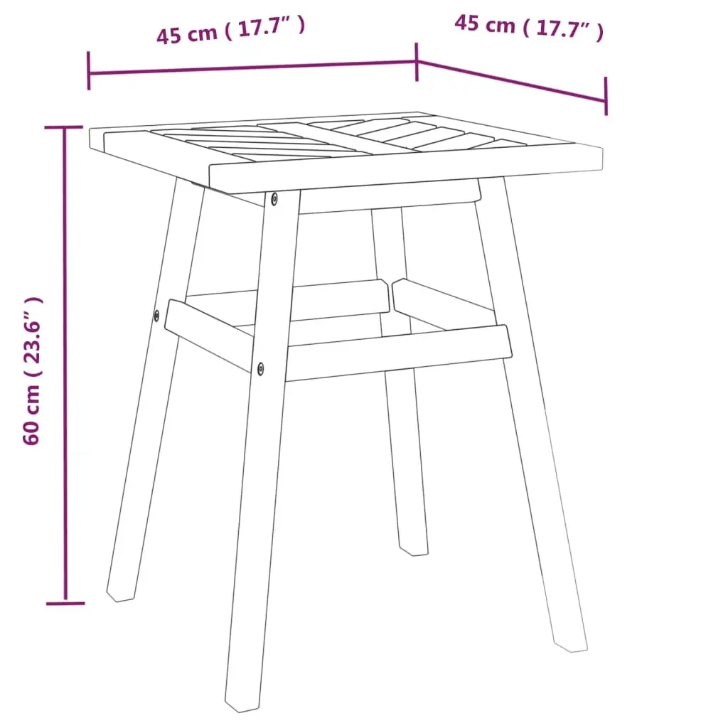 Wooden Side Table Garden Patio 45x45x60cm Brown