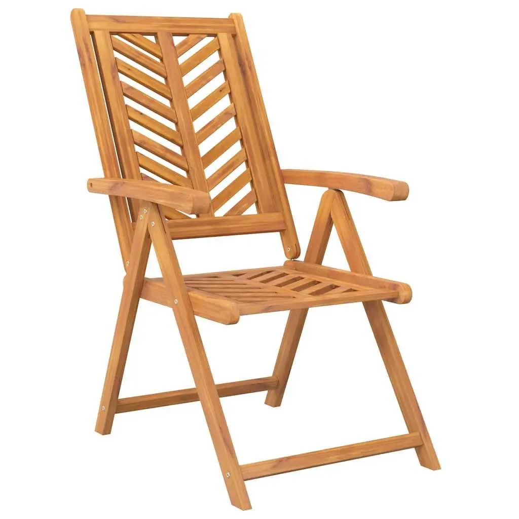 Reclining Garden Chairs 2 Pieces Solid Acacia Wood Brown Chevron