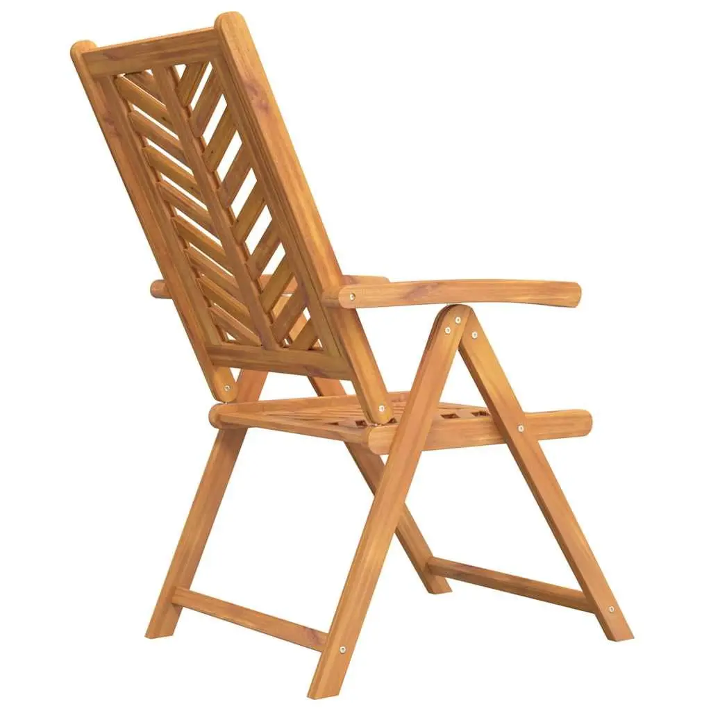 Reclining Garden Chairs 2 Pieces Solid Acacia Wood Brown Chevron