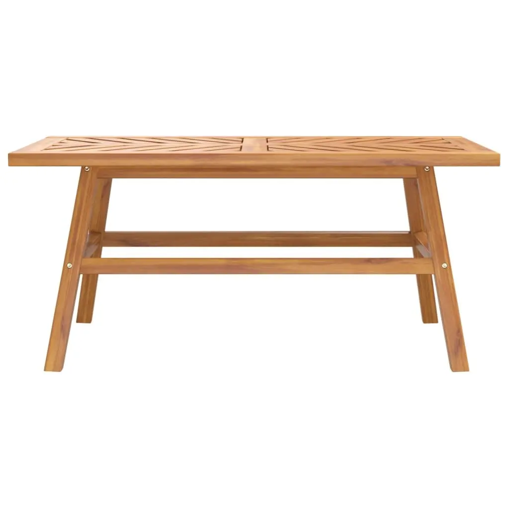 Solid Acacia Coffee Table with Fishbone Pattern