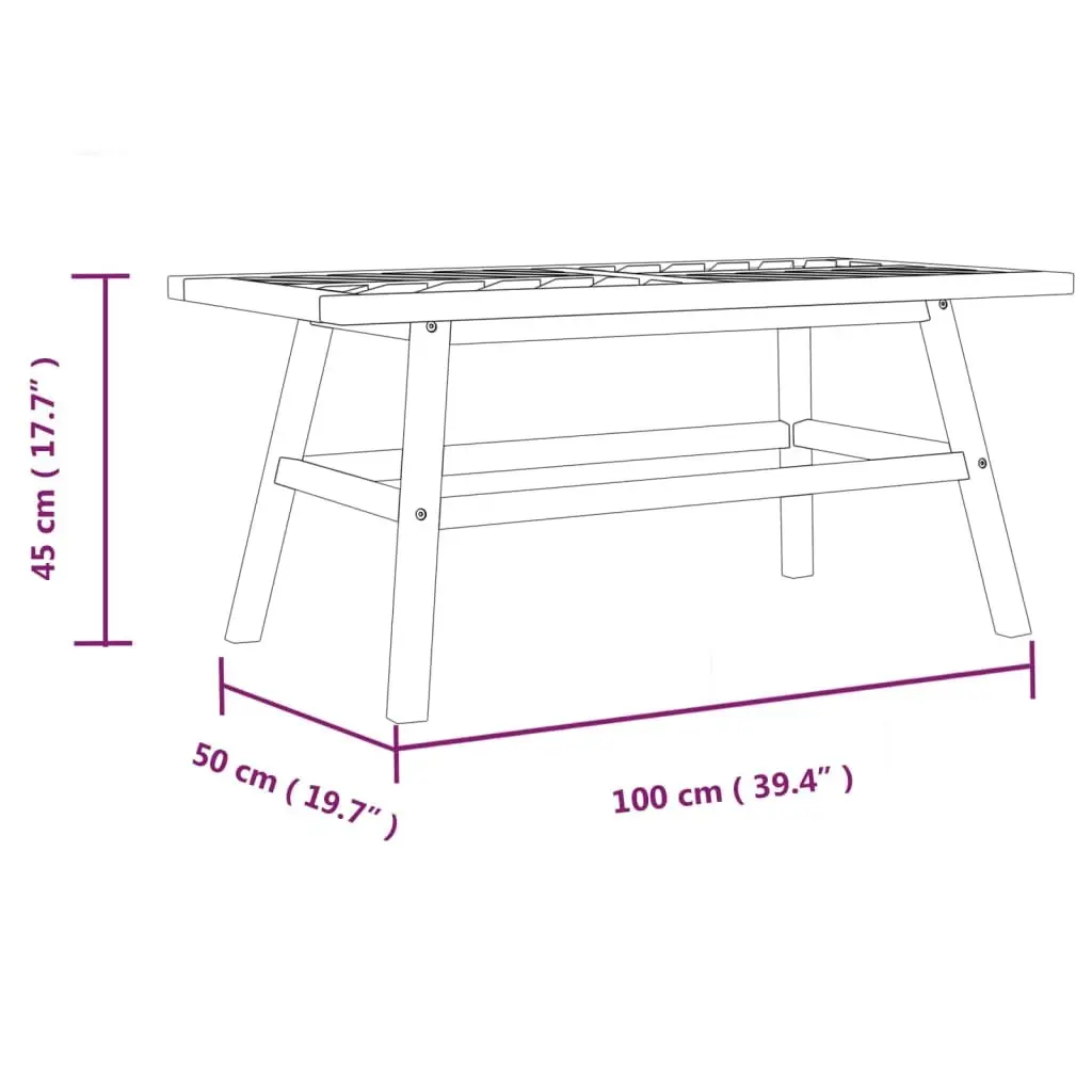 Solid Acacia Coffee Table with Fishbone Pattern